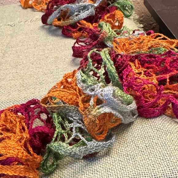 Multi-colored Crochet Ruffled Scarf - Picture 5 of 16